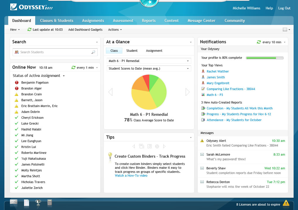 Odyssey Web App - Teacher Dashboard